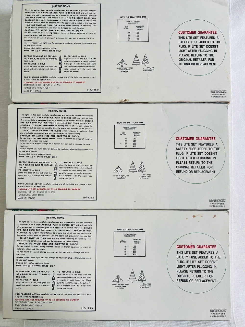 UL 35 Miniature Light Set Lot Of 3 Multi Color Vintage Christmas Energy Saver